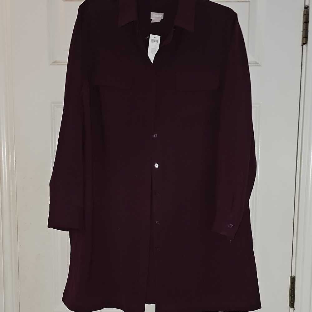 Chico's size 2 Purple Top Elegant Streamlined Design NWT